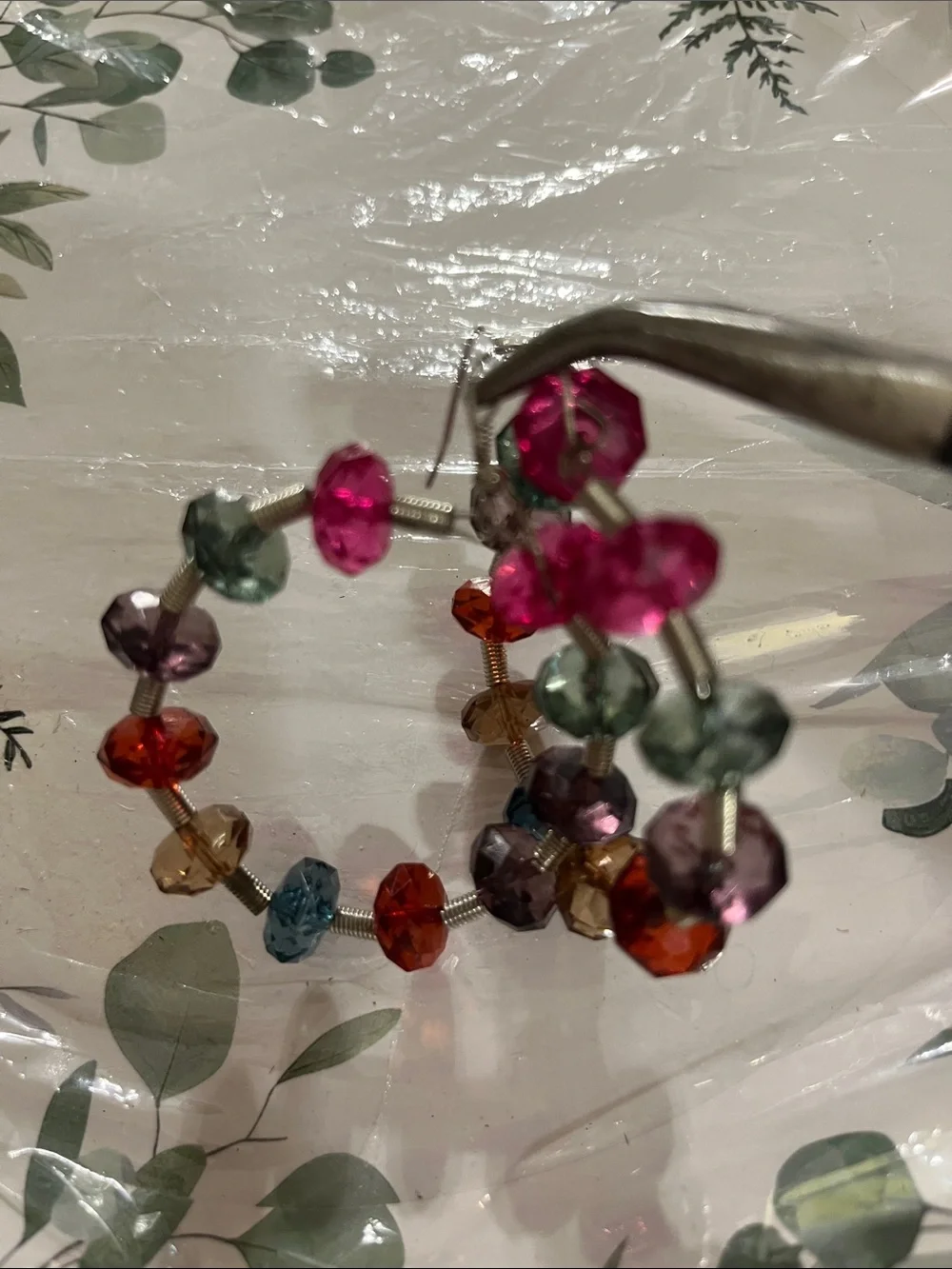 Multicolor Beaded Hoop Earrings - Women Jewelry